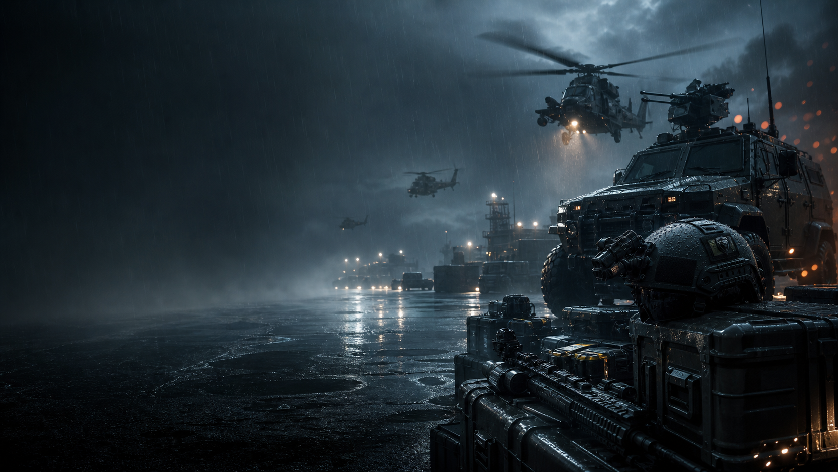 Obtile armored air mobility equipment in rain